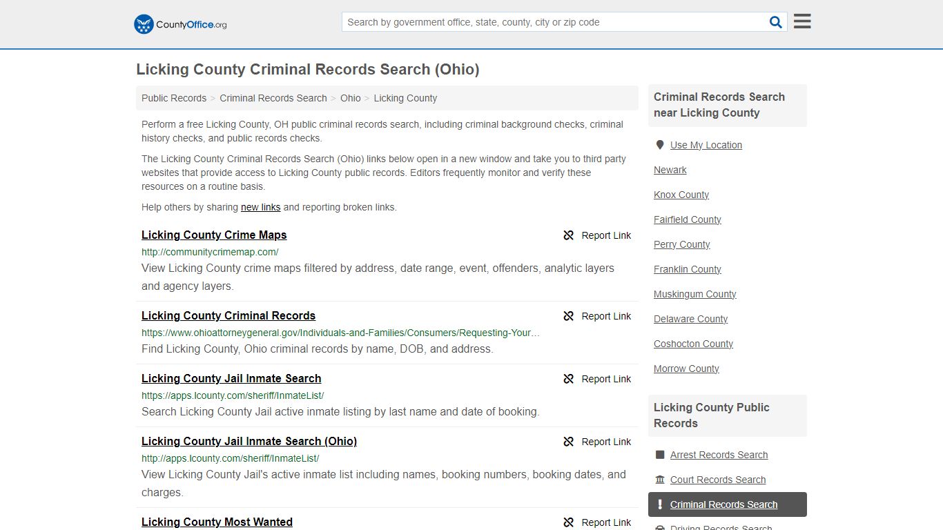 Criminal Records Search - Licking County, OH (Arrests, Jails & Most ...